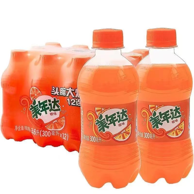 美年达橙味汽水300ML*12瓶果味碳酸饮料整箱百事水饮迷你小瓶