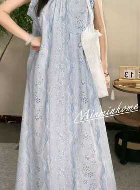 [无袖口袋款]春夏棉绸新中式无袖国风碎花宽松休闲显瘦连衣裙