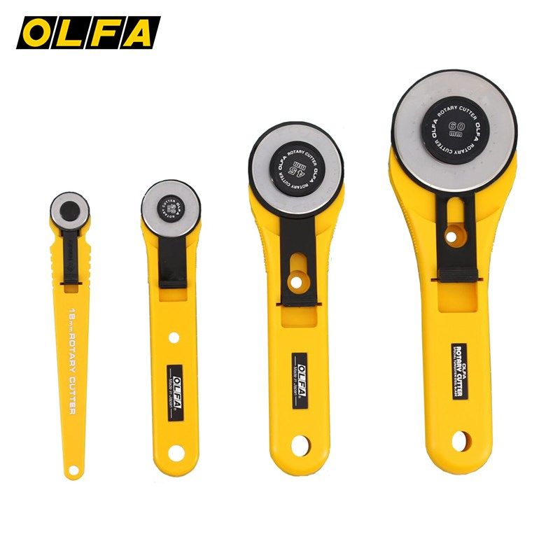 OLFA日本旋转式切割刀裁布皮革滚轮刀裁纸圆刀皮筋滚刀虚线刀垫板