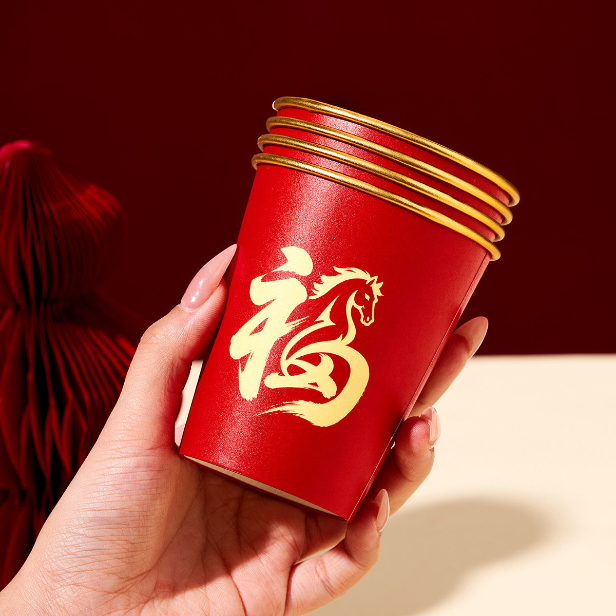 一次性水杯新年纸杯马年纸杯子喝酒杯子春节创意茶水杯过年货大全,节庆用品/礼品,创意礼盒/礼品套组,淘宝优惠券,粉丝福利购,淘宝优惠卷