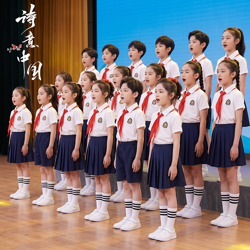 元旦儿童合唱服中小学生诗朗诵表演服幼儿园班服校服毕业拍照服装