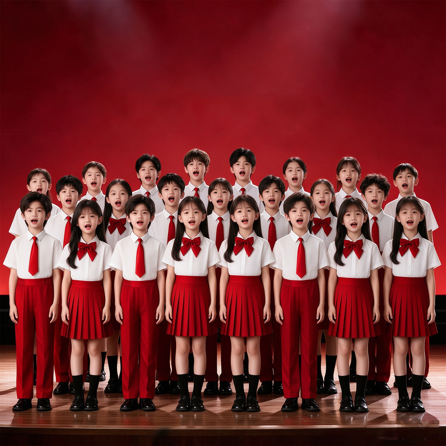元旦儿童合唱演出服朗诵红歌爱国歌唱祖国红色小学生红领巾服装