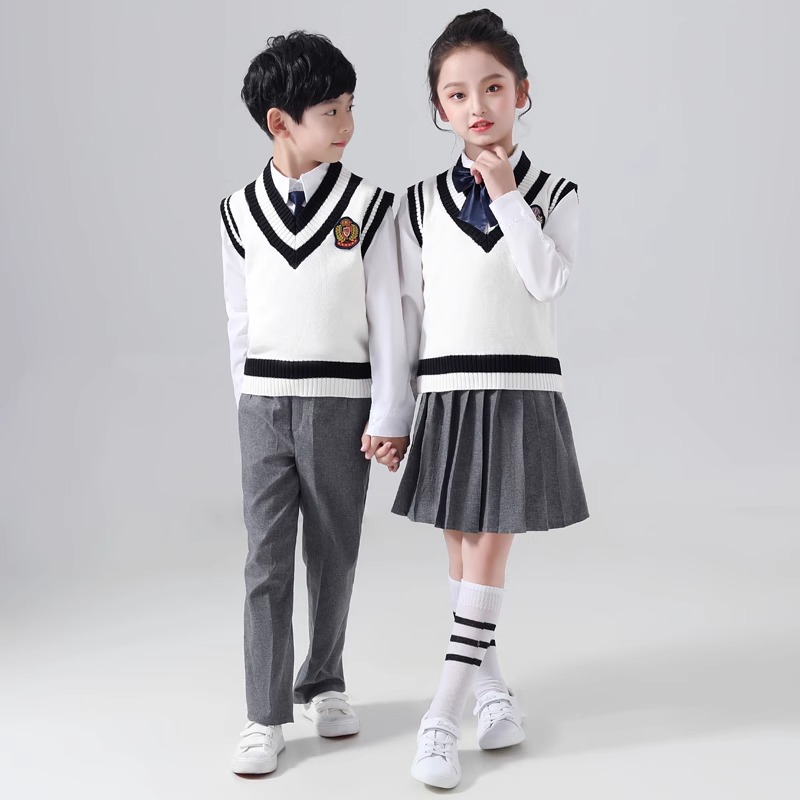 中小学生大合唱演出服装英伦风男女儿童诗歌朗诵服秋冬季纯棉校服