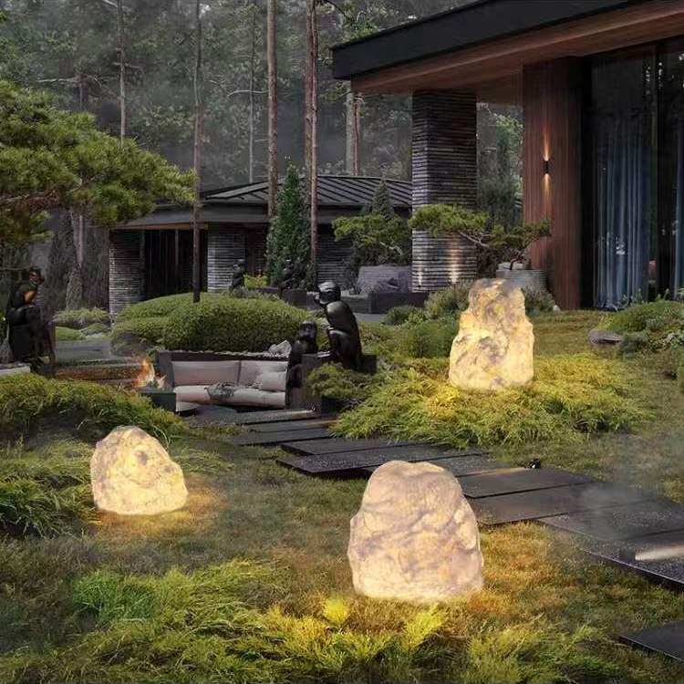 太阳能草坪灯户外防水别墅庭院花园仿石头地灯网红露营休闲氛围灯