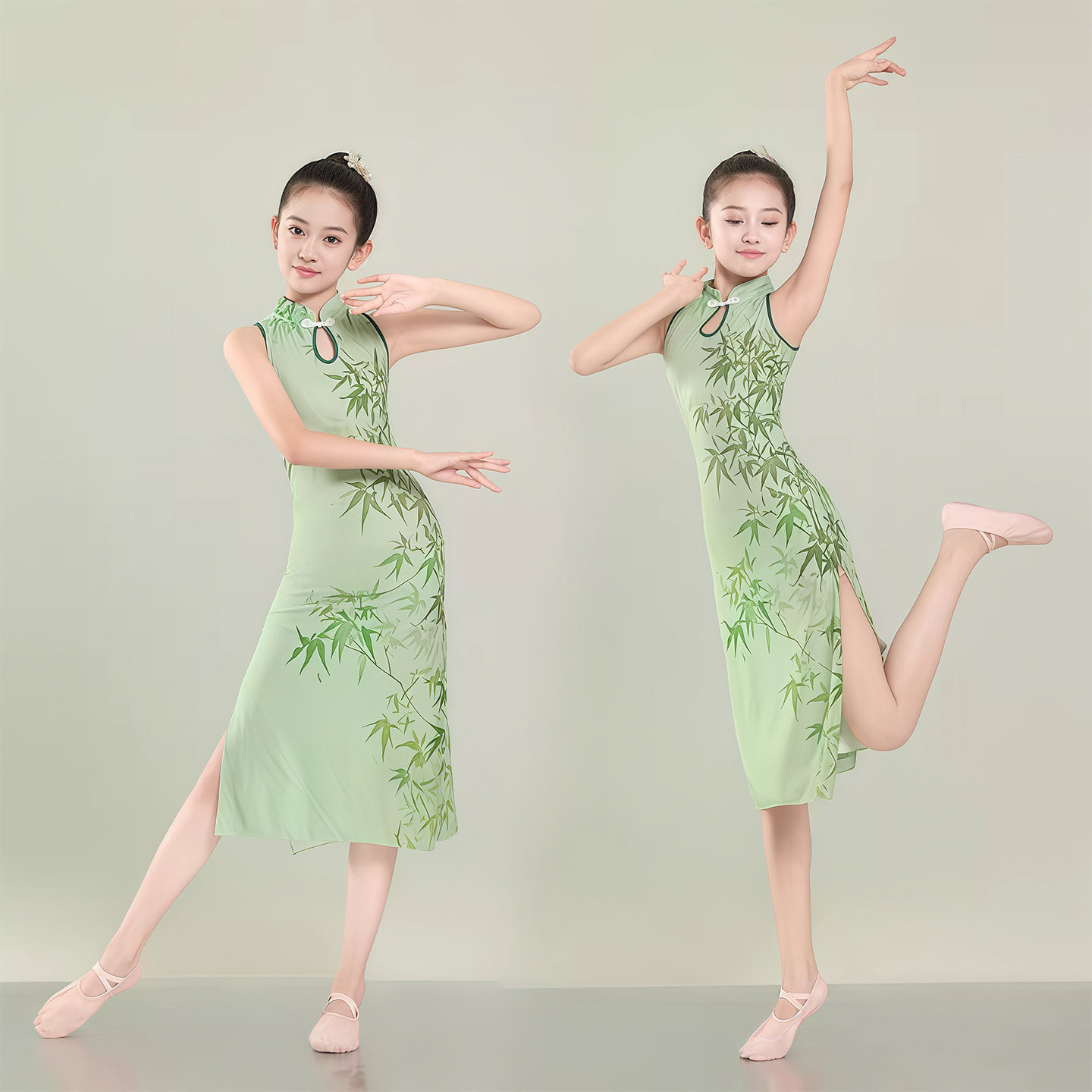 儿童古典舞演出服装外婆桥立春舞蹈服女童中国风旗袍扇子舞练功服图片