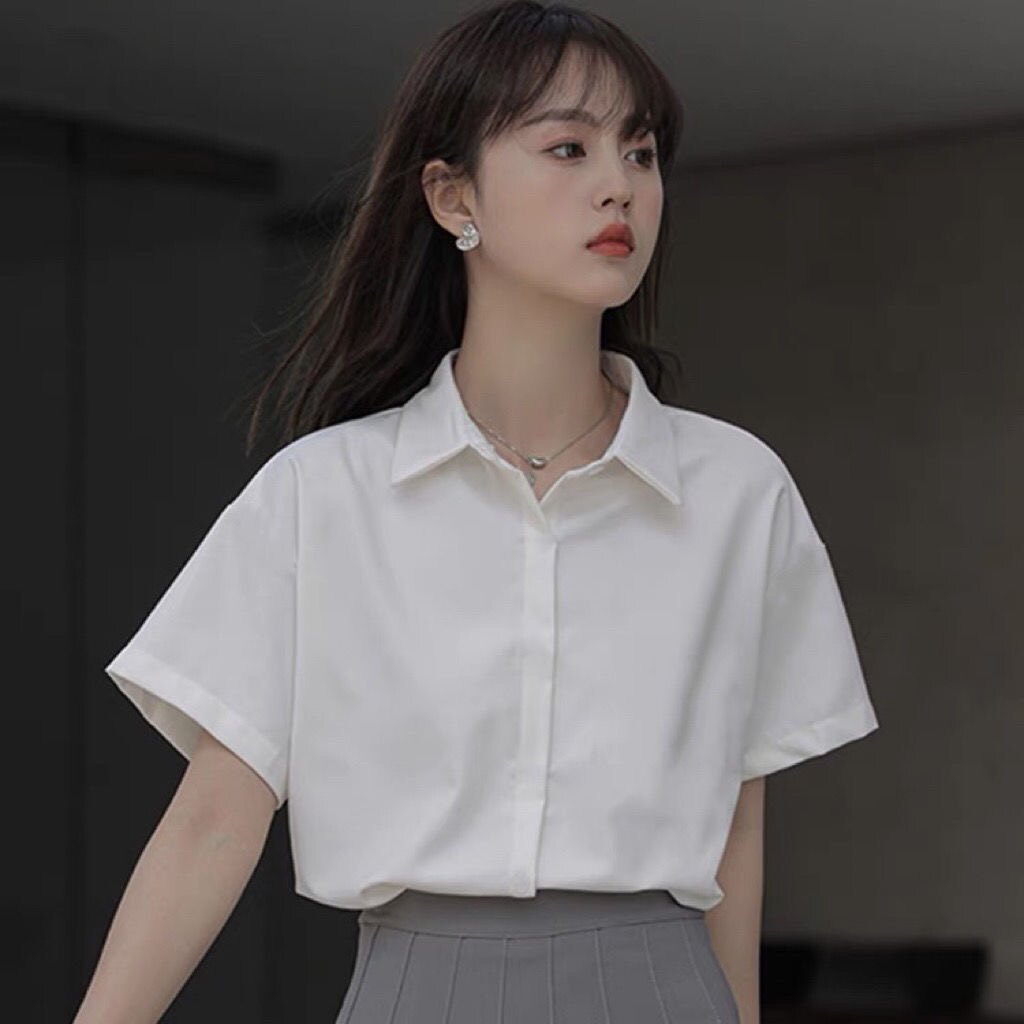 职业白衬衫短袖女夏装新款面试工衬衫