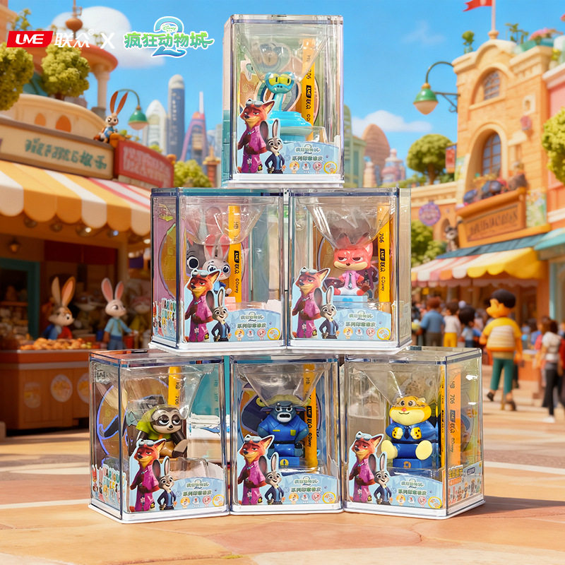 迪士尼儿童印章橡皮摆件疯狂动物城系列卡通尼克朱迪盖瑞公仔笔帽文具