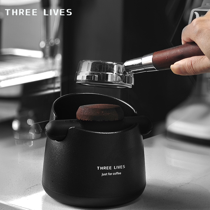 THREELIVES小肚款咖啡渣粉桶敲渣桶ABS材质大容量800ml黑色白色