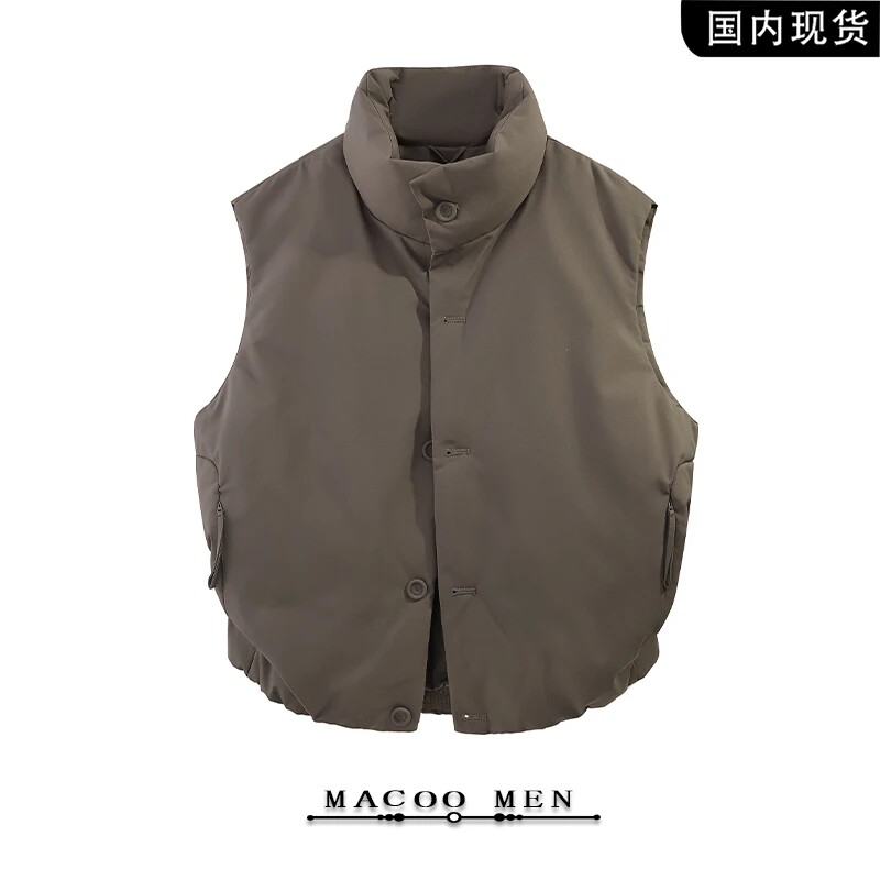 羽绒马甲男秋冬季户外工装男士痞帅立领无袖坎肩90羽绒服背心外套