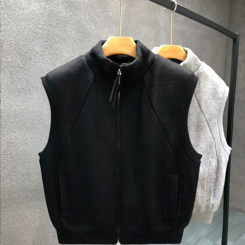 秋冬新款针织拼接羽绒马甲老钱轻奢宽松休闲百搭针织坎肩背心外套