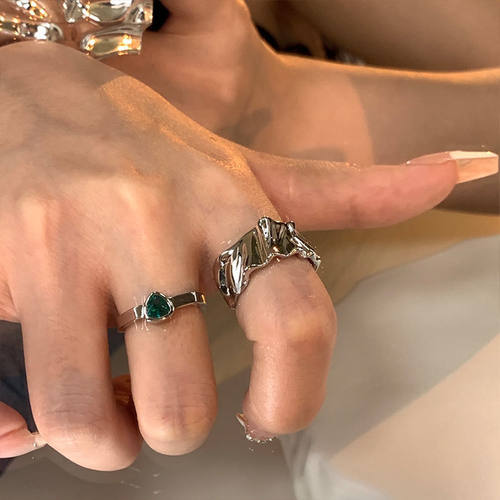 店主超推 不规则褶皱戒指女设计小众ins冷淡风食指戒时尚个性配饰