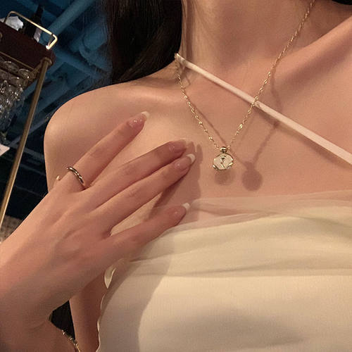 中古vintage玫瑰花朵吊坠项链女夏法式复古气质锁骨链高级感颈链