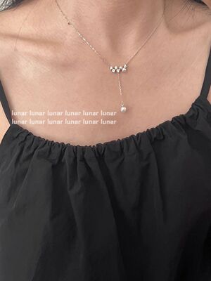 Lunar月亮的海超仙珍珠吊坠镶钻轻奢高级锁骨链项链s925纯银ins风