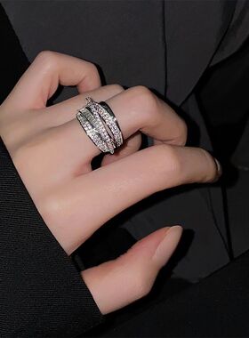 2022年新款多层微镶开口戒指女时尚个性高级感食指戒ins嘻哈指环