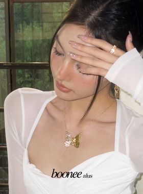 Boonee alus小众设计欧美时髦蝴蝶锁骨链个性吊坠项链甜酷女颈链