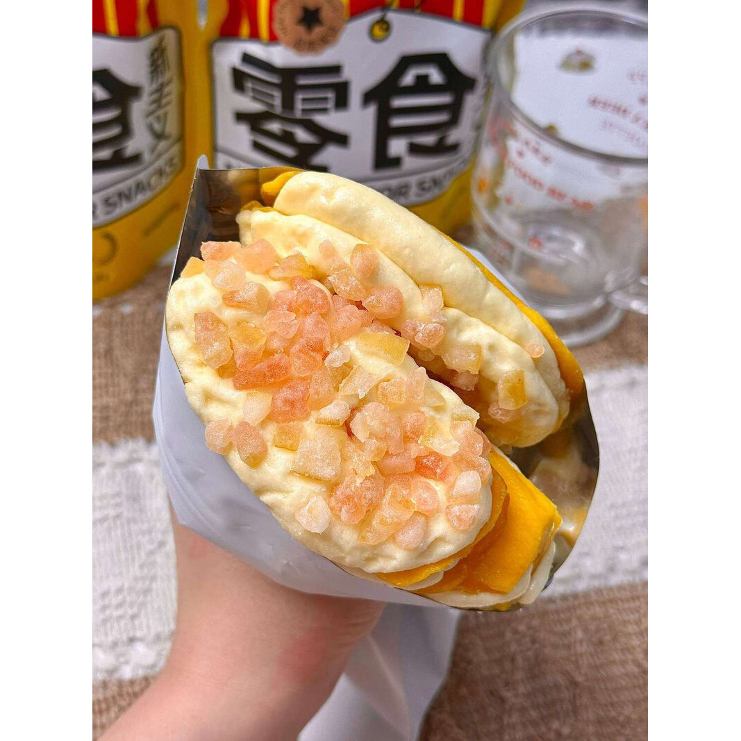 七分乐奶香芒果夹心汉堡固体杨枝甘露果脯办公爆款网红好吃小零食