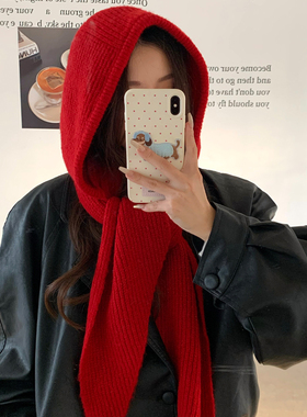 巴拉克拉法帽子女秋冬显脸小保暖护耳帽子围巾一体两件套2025新款