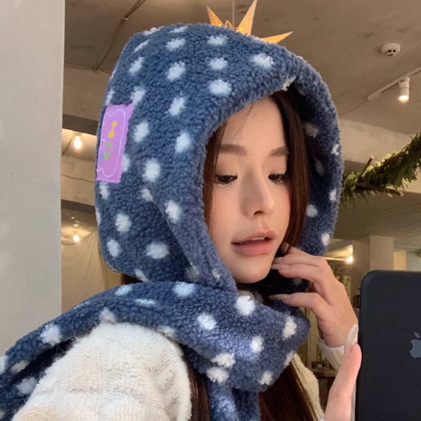 帽子围巾一体式秋冬保暖围脖护耳