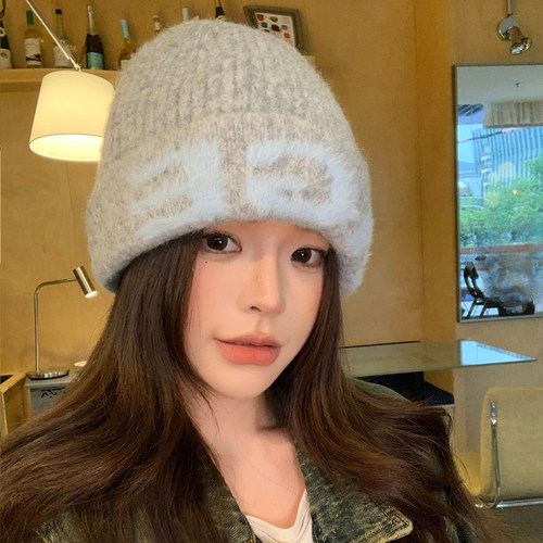 大头围保暖护耳毛线帽冷帽显脸小