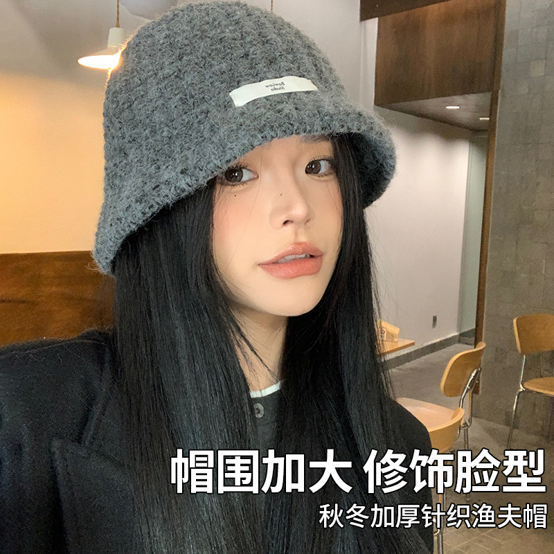 帽子大头围针织秋冬季显脸小保暖