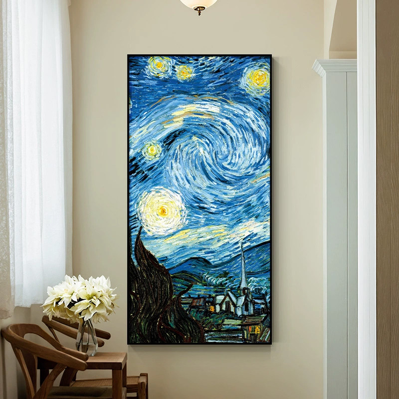 梵高名画玄关装饰画油画现代简约客厅餐厅挂画酒店走廊墙壁画星空