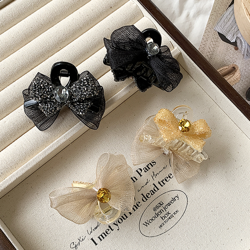 双面蝴蝶结小抓夹面网纱