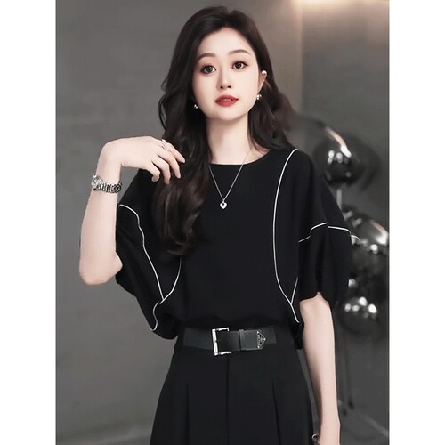 时尚宽松蝙蝠衫短袖t恤女2026新款爆款夏季独特漂亮蝙蝠袖上衣女