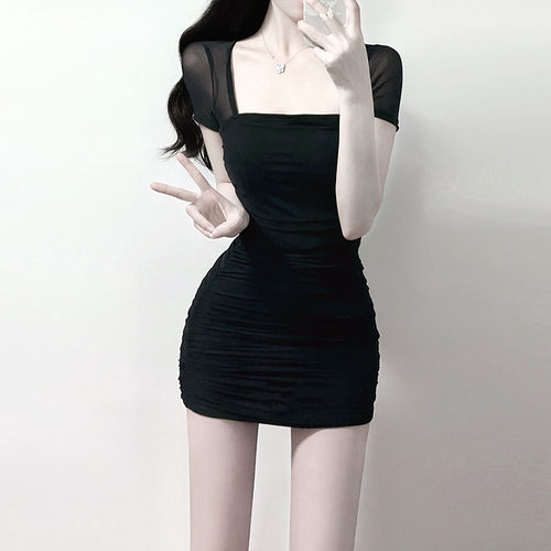 微透网纱包臀裙紧身性感短款夜场女装小个子厅里厅气小妈连衣裙夏