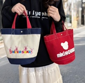 韩国小众设计感帆布手提包妈咪外出水桶包大容量上班便当饭盒包