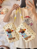 韩国小众设计感可爱小狗大容量便携外出旅行洗漱包手提袋化妆包