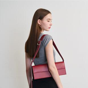 韩国alki alka皮革单肩包通勤2024秋季新款女士手提包腋下包斜挎