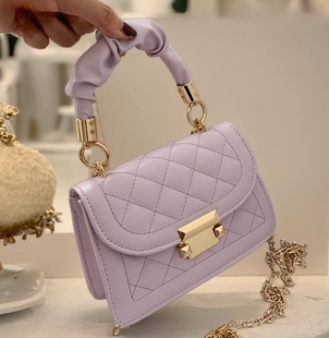 韩国小众设计感菱格包包女包韩版潮时尚手提小方包pu