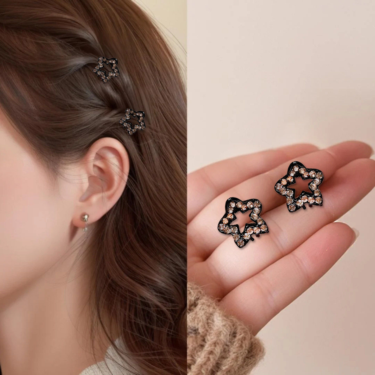 迷你水钻五角星小抓夹女精致小巧侧边夹前额刘海夹碎发小夹子头饰