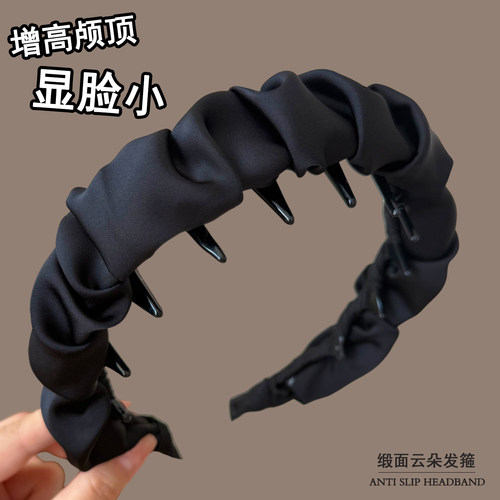缎面褶皱云朵发箍高级感发卡