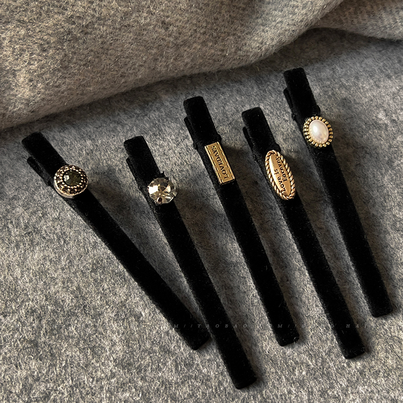 一字夹气质百搭镶钻边夹一字夹