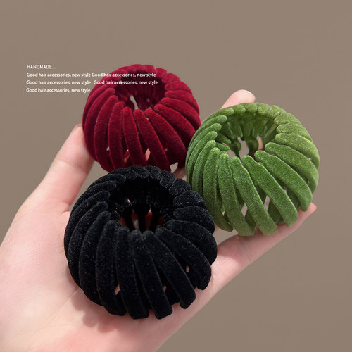 发夹天鹅绒简约可伸缩抓夹后脑勺