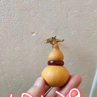 天然手把文玩套环玉环小葫芦工艺品一物一图皮质瓷实老成响籽