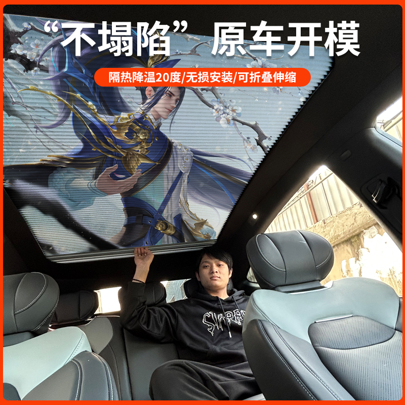 适用特斯拉modely/3伸缩遮阳帘天