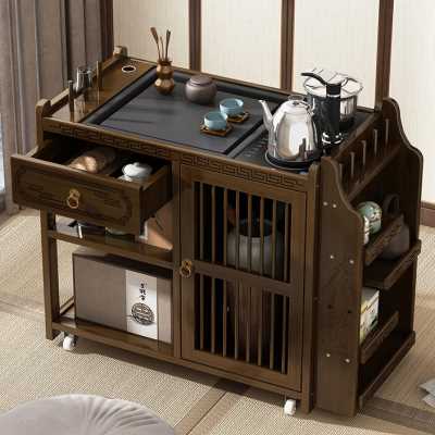移动茶台烧水壶一体式茶水柜中式茶车茶桌多功能置物架边柜泡茶车