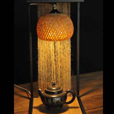 复古风手工竹编笼中式灯罩台灯客厅餐厅禅意仿古竹艺工艺品竹制品