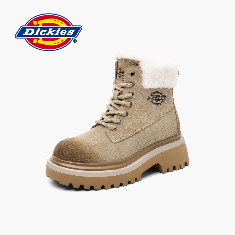 Dickies雪地靴女厚底加绒马丁靴