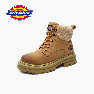 Dickies马丁靴女2025年冬季 高帮棉靴防滑加绒保暖雪地靴休闲短靴