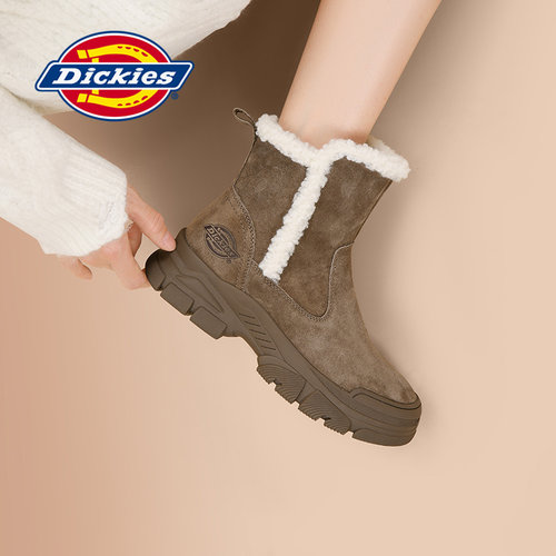 Dickies雪地靴美拉德棕加绒短靴