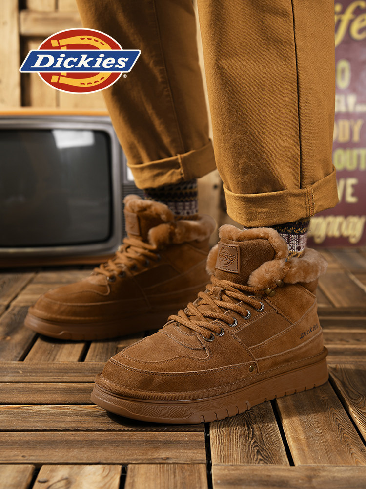 DICKIES 스노우 부츠 남성 2024 겨울 신작 풀 벨벳 따뜻한 면화 영하 내한성 남성용 짧은 부츠