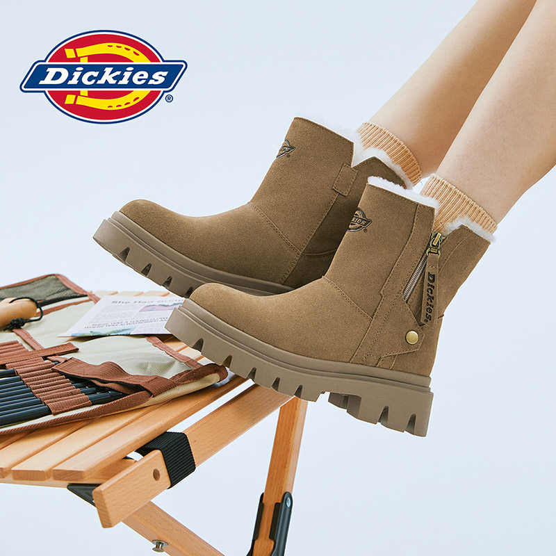 Dickies厚底雪地靴女2025年冬季新款加绒加厚保暖棉靴短靴女棉鞋,女鞋,时尚雪地靴,淘宝优惠券,粉丝福利购,淘宝优惠卷