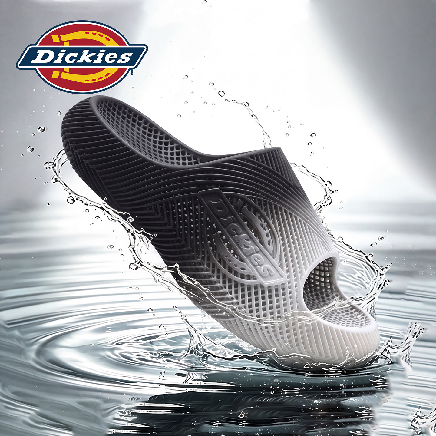 Dickies拖鞋男士潮流一字拖沙滩厚底防滑3D打印镂空透气凉拖凉鞋