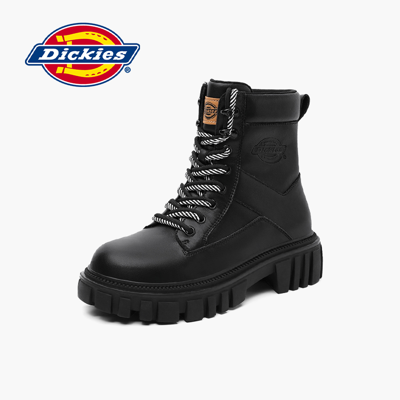 Dickies马丁靴女2025秋冬黑色皮靴女英伦短靴潮流厚底百搭工装靴
