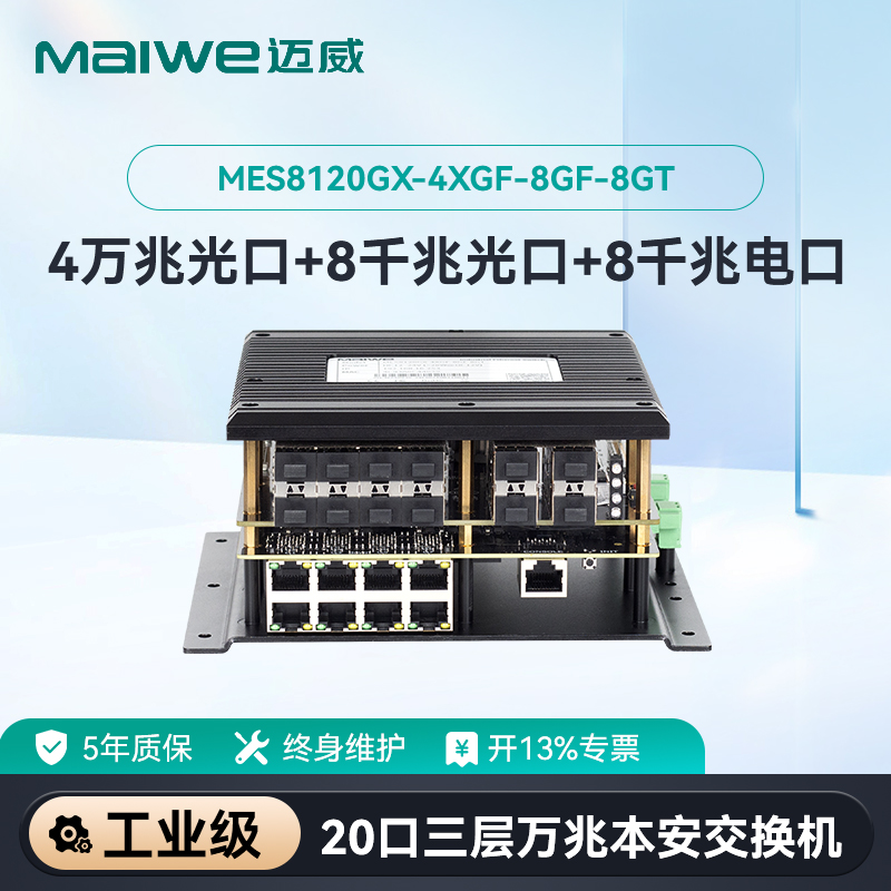 迈威 20口三层万兆网管型嵌入式工业以太网交换机工业通讯交换机