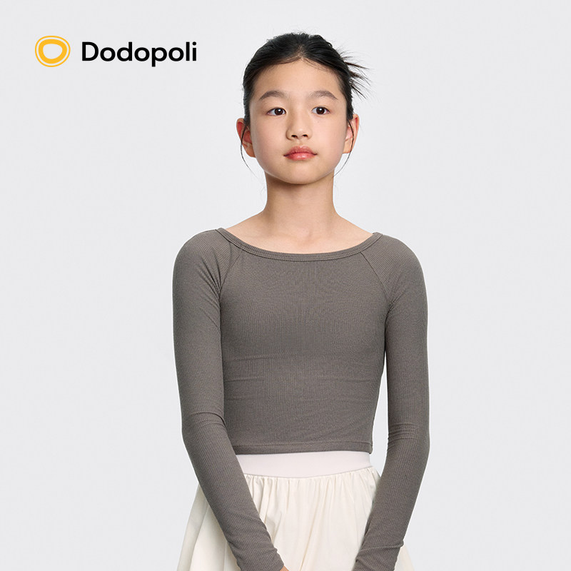 Dodopoli女童舞蹈长袖T恤体操练功服柔软抗菌春季打底衫运动上衣