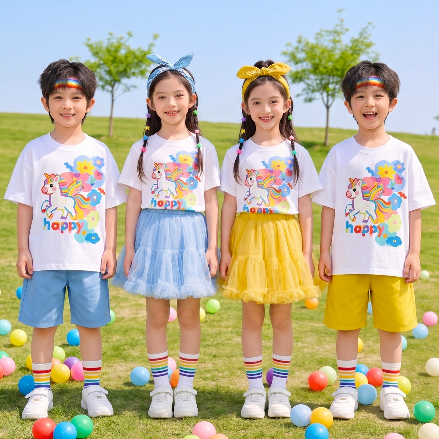 六一儿童演出服小学生啦啦队舞蹈服快乐小马幼儿园毕业照表演服装